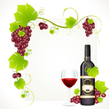 Wine Bottle with Glass clipart