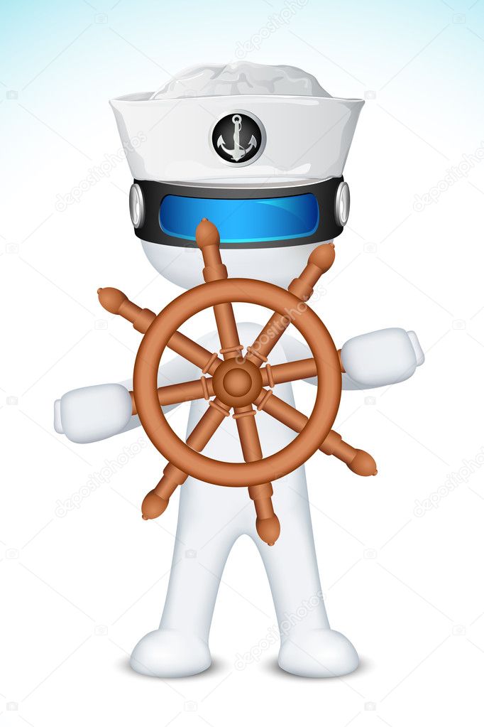 3d Sailor with Steering Wheel