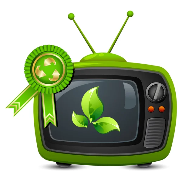 Televize s odznakem recykl — Stockový vektor