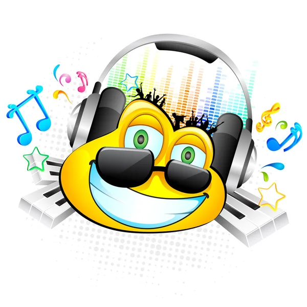 Smiley appréciant la musique — Image vectorielle