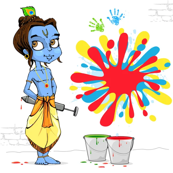 Krishna jouant Holi — Image vectorielle