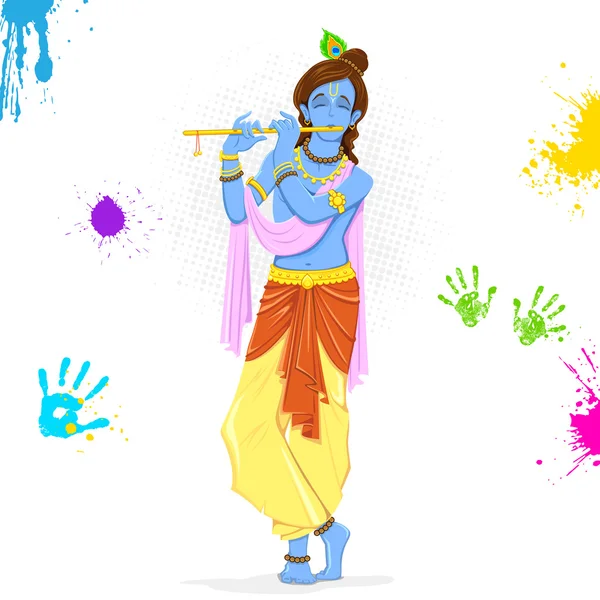 Krishna oynarken holi — Stok Vektör