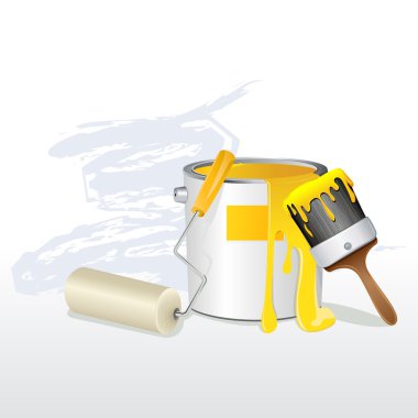 Paint Bucket and Brush clipart