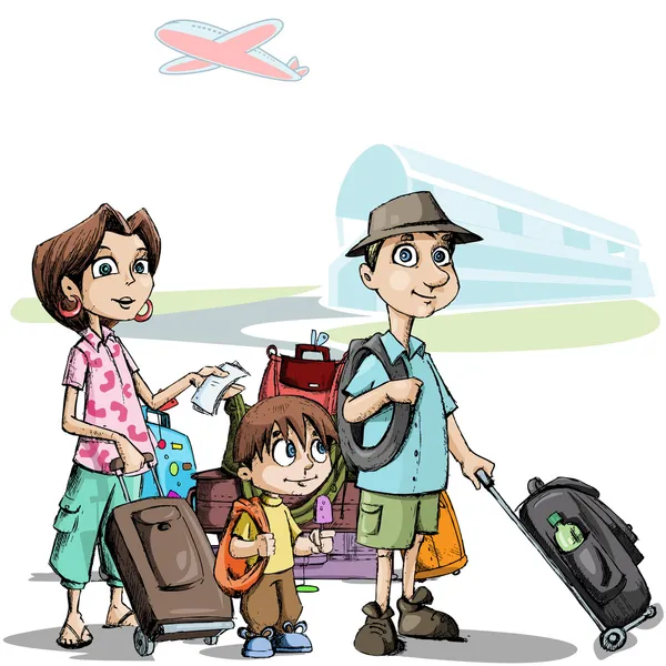 Family in Tour — Stock Vector