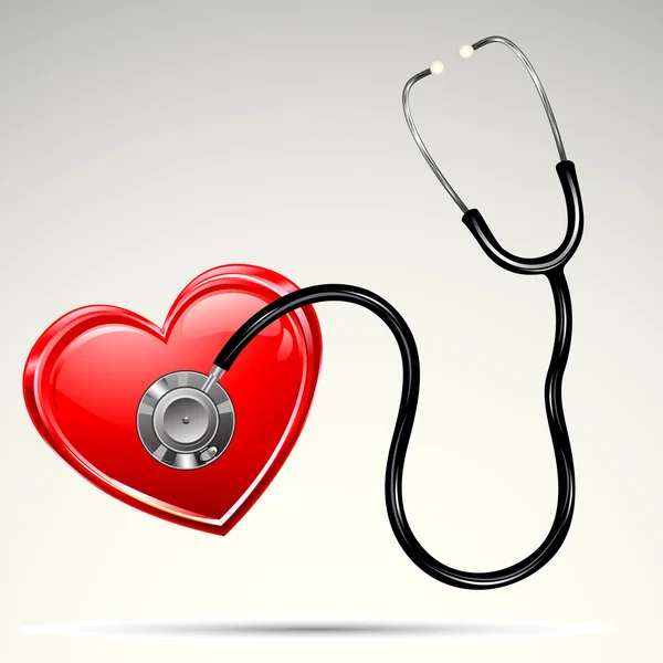 Estetoscopio en el corazón — Vector de stock