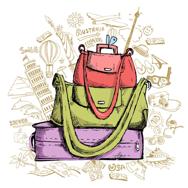 旅行碟带的行李 — 图库矢量图片