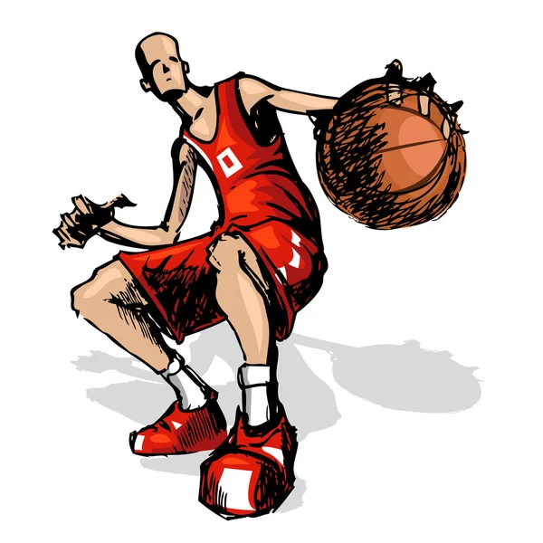 Basket topu oyuncu — Stok Vektör