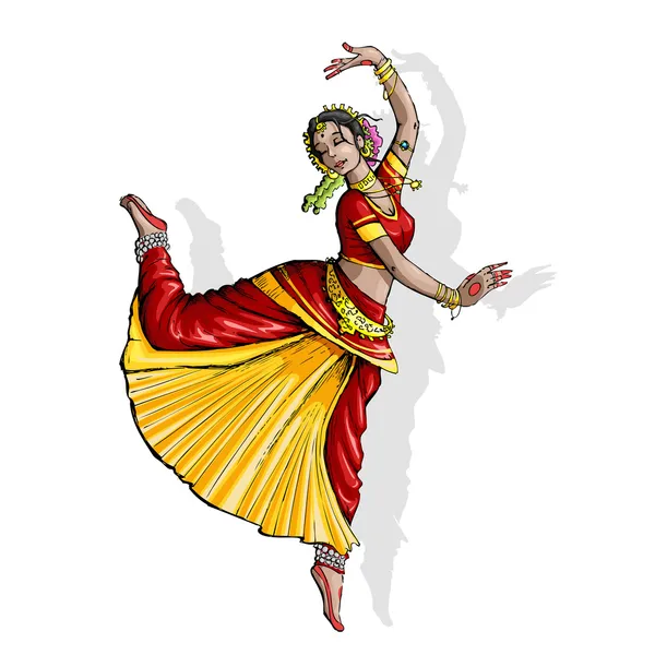 Indický klasický tanečník — Stockový vektor