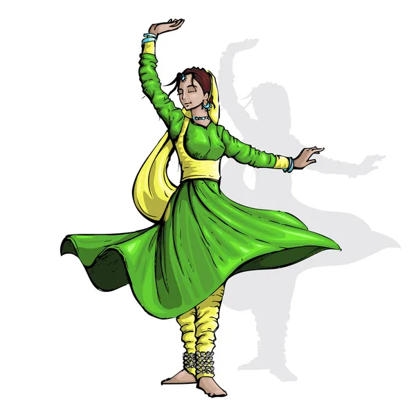 Bailarina clásica india — Vector de stock