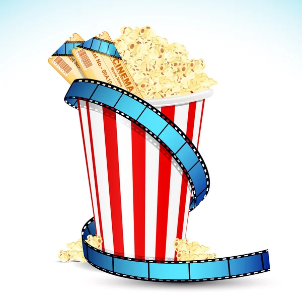 Pop corn met film ticket — Stockvector