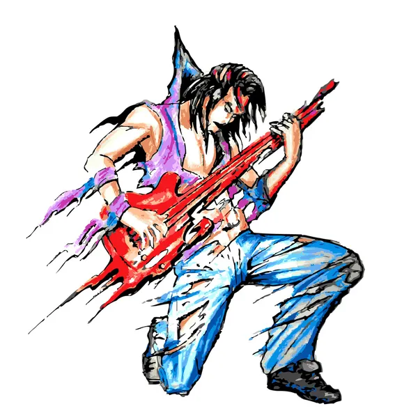 吉他的摇滚歌手 — 图库矢量图片