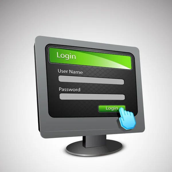 stock vector Login Page on Computer Screen