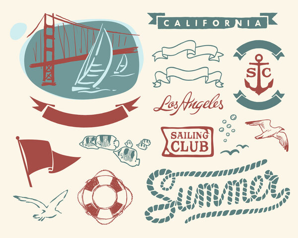 Винтажное морское множество
