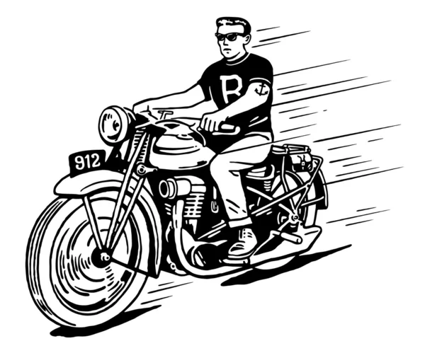 Rebelde en motocicleta vintage — Vector de stock