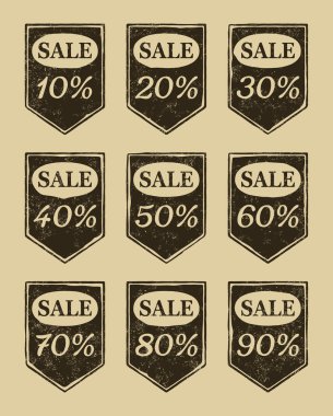 Vintage sale icons set clipart