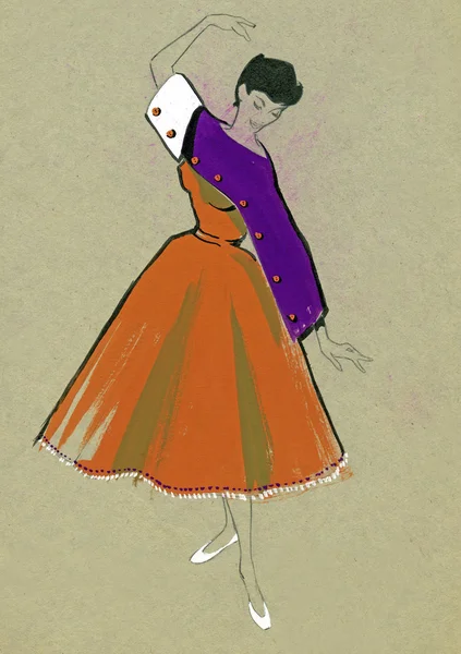 Σκίτσο του ένα φόρεμα γυναίκα Εικόνα Αρχείου
