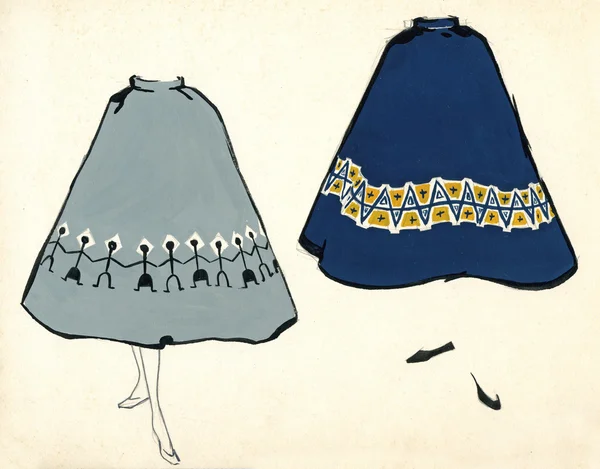 Desenho de uma saia de mulher Fotografia De Stock