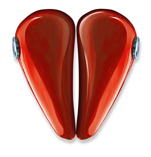Heart made by motorbike gas tank — Stock Photo, Image