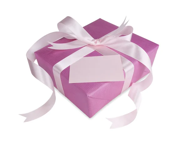Scatola regalo rosa con fiocco rosa — Foto Stock