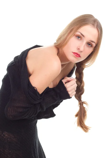 Módní fotografie elegantní dívka v šatech — Stock fotografie