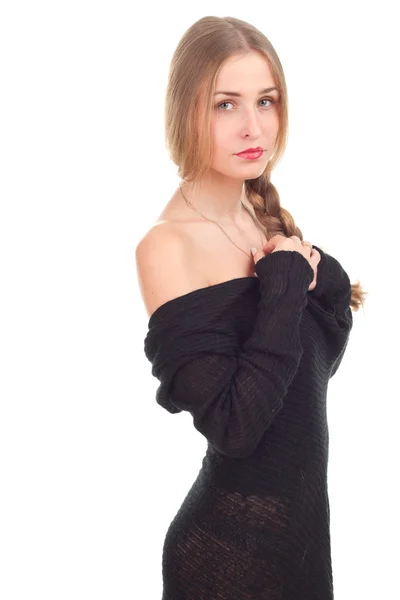 Módní fotografie elegantní dívka v šatech — Stock fotografie