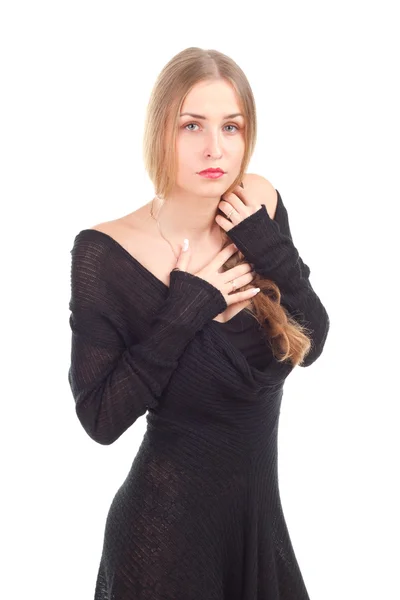 Mode foto elegante meisje in jurk — Stockfoto