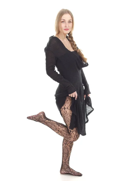 Мода фото элегантная девушка в платье — стоковое фото
