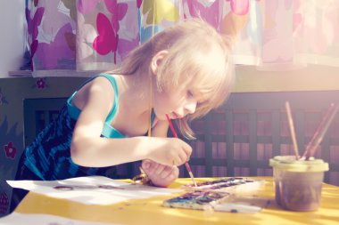 Baby girl painting clipart