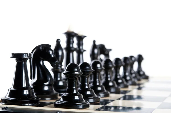 Černé šachové figurky — Stock fotografie