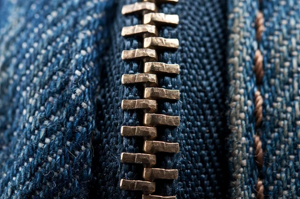 Closeup de zíper na calça jeans — Fotografia de Stock