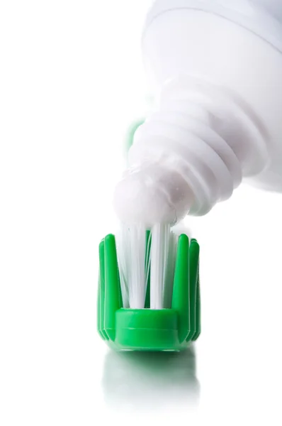 Nowy zielony szczoteczka do zębów — Zdjęcie stockowe