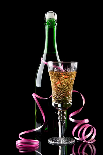 Ruban Champagne et Noël — Photo