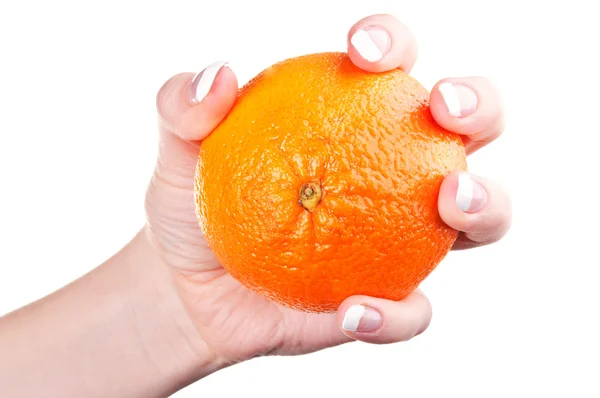 Oranje in de handen — Stockfoto