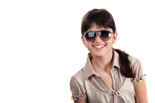 Portrait of happy girl with glasses — Stock Photo, Image