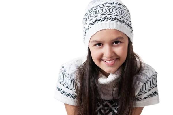Κοριτσάκι σε ένα χειμερινό μπουφάν και καπέλο — Φωτογραφία Αρχείου