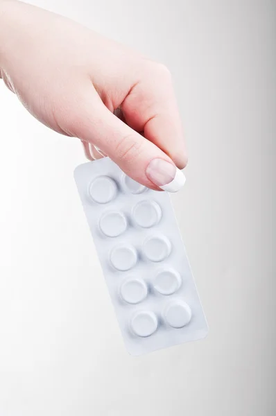 Mano medicale pillole — Foto Stock