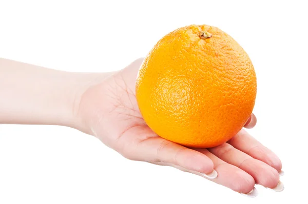 Woman holding a orange — Stock Photo, Image