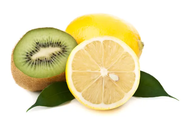 stock image Fresh lemon and kiwi