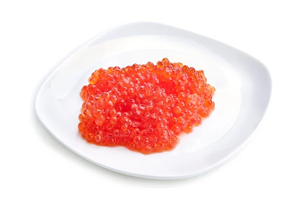 Caviar rojo en plato aislado —  Fotos de Stock