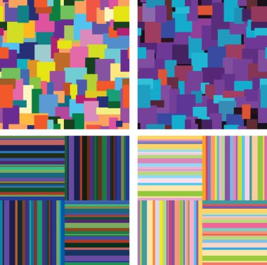 Variants of vector decorative backgrounds of bright stripes and spots clipart