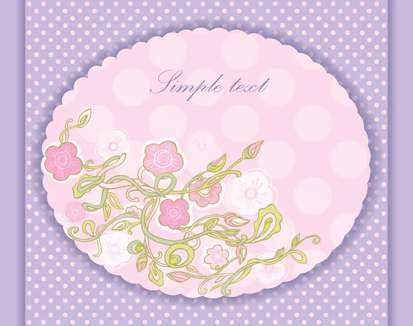 Hälsningskort i en lavendel färg. bild på blommor — Stock vektor