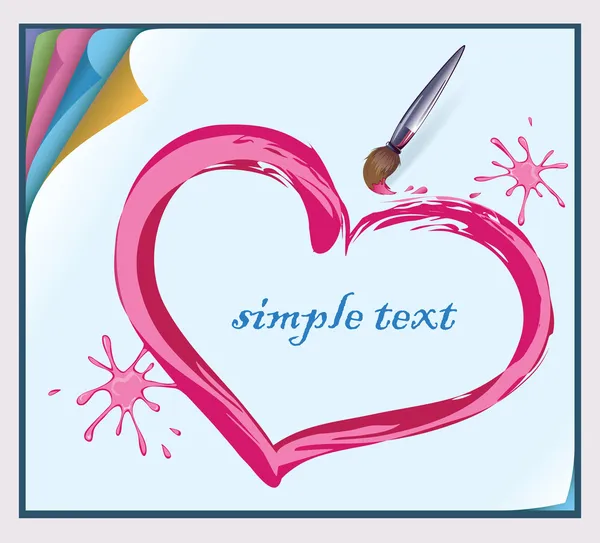 San Valentino dipinto su un foglio di carta con un pennello . — Vettoriale Stock