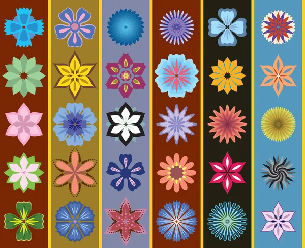 A set of stylized flowers. Seamless background — Stock Vector