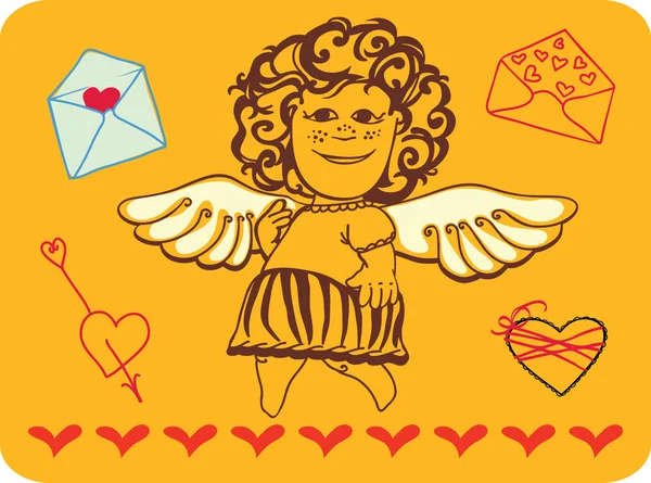 Amurchik cheerful - a girl. Mail Cupid — Stock Vector