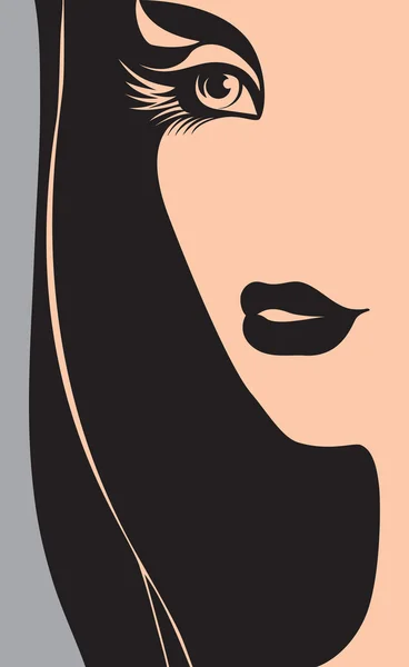 Silhouette of a woman's face. beautiful Girl — Stock Vector