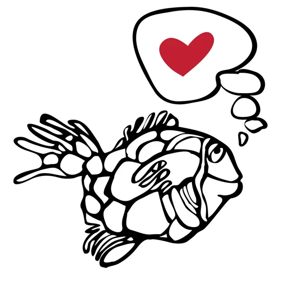 Sonhos de peixe de amor —  Vetores de Stock
