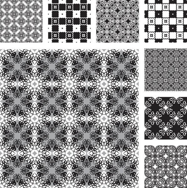Eine Reihe von schwarz-weißen nahtlosen Dekor — Stockvektor