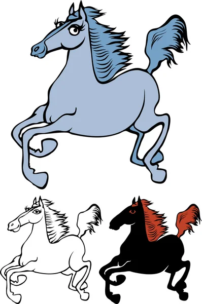 Variants of a galloping horse cartoon images — Stock Vector