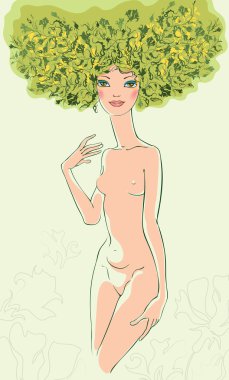 Nude beautiful girl clipart