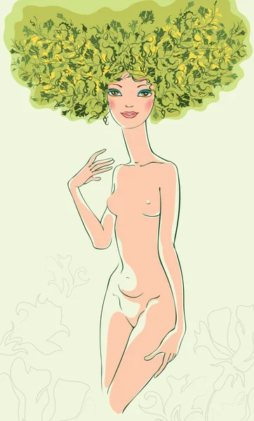 Nude beautiful girl — Stock Vector